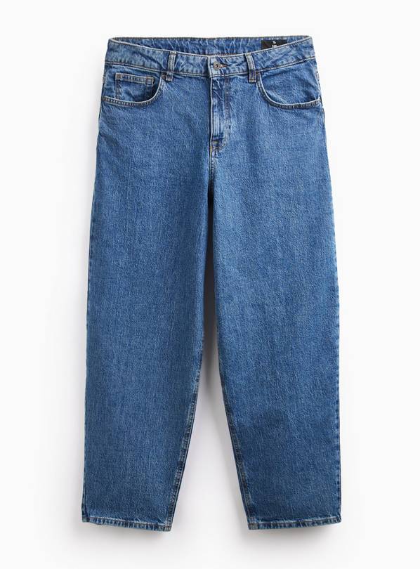 Blue Mid Wash Barrel Leg Jeans 44L
